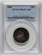 1880 25C CA Proof Seated Quarter PCGS PR63