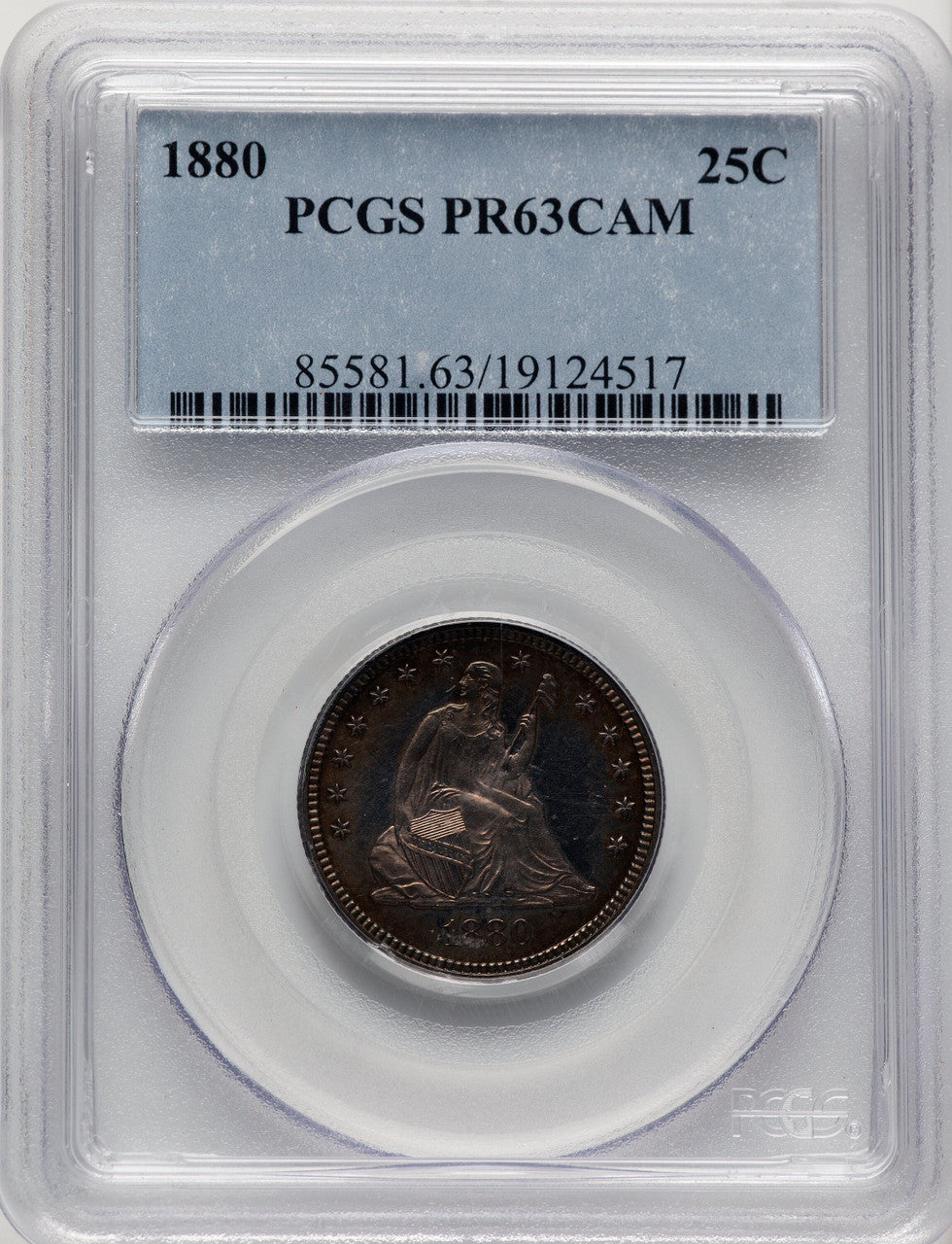 1880 25C CA Proof Seated Quarter PCGS PR63