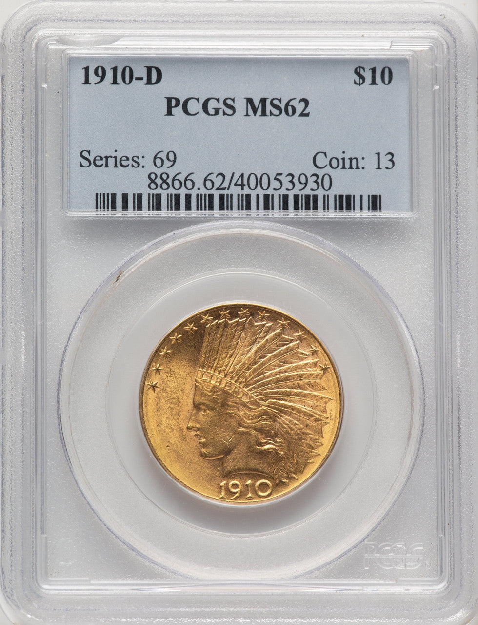1910-D $10 Indian Eagle PCGS MS62 (520642052)