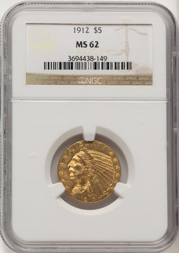 1912 $5 Indian Half Eagle NGC MS62 (775176018)