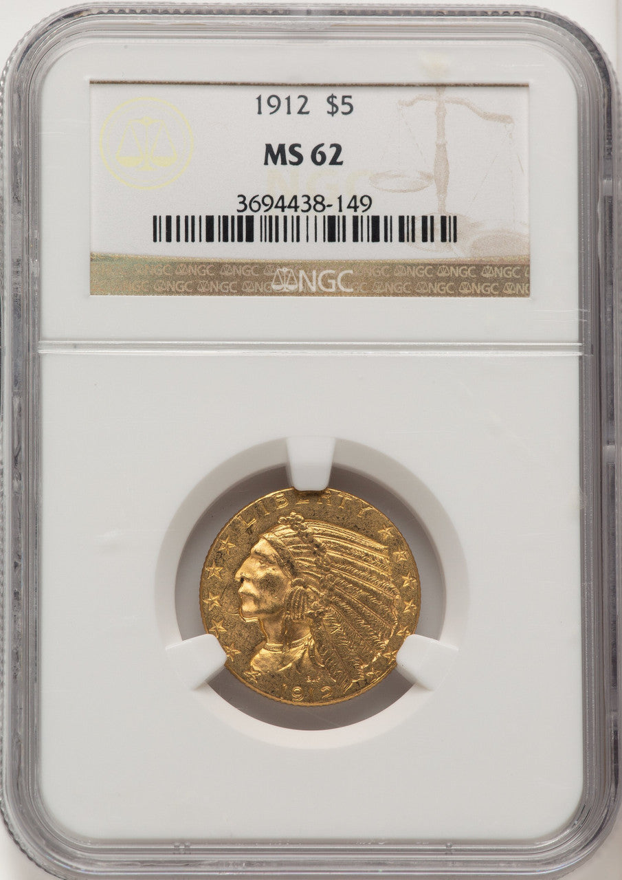 1912 $5 Indian Half Eagle NGC MS62 (775176018)