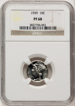 1939 10C Proof Mercury Dime NGC PR68