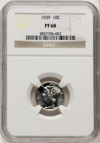 1939 10C Proof Mercury Dime NGC PR68