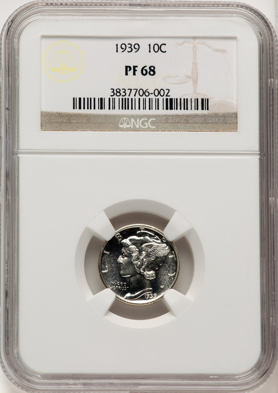 1939 10C Proof Mercury Dime NGC PR68