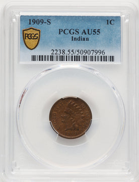 1909-S 1C Indian BN Indian Cent PCGS AU55