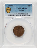 1909-S 1C Indian BN Indian Cent PCGS AU55
