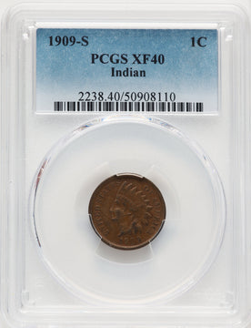 1909-S 1C Indian BN Indian Cent PCGS XF40