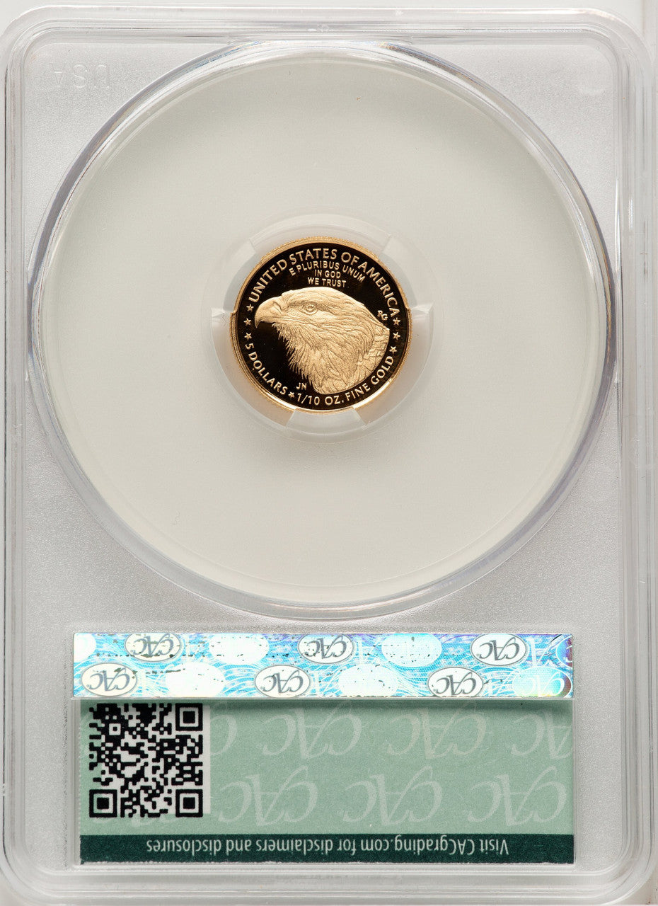 2021-W $5 Tenth Ounce Gold Eagle Type Two First Delivery CACG PR70