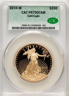 2010-W $50 One-Ounce Gold Eagle CACG PR70