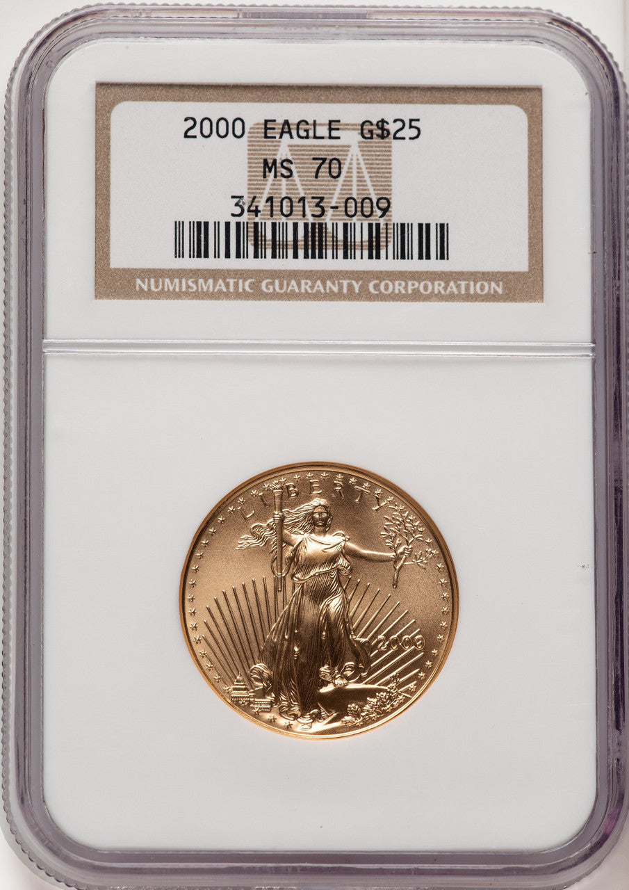 2000 $25 Half-Ounce Gold Eagle Brown Label NGC MS70 (775144001)