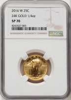 2016-W 25C Standing Liberty 100th Anniversary Gold Centennial Brown Label NGC MS70