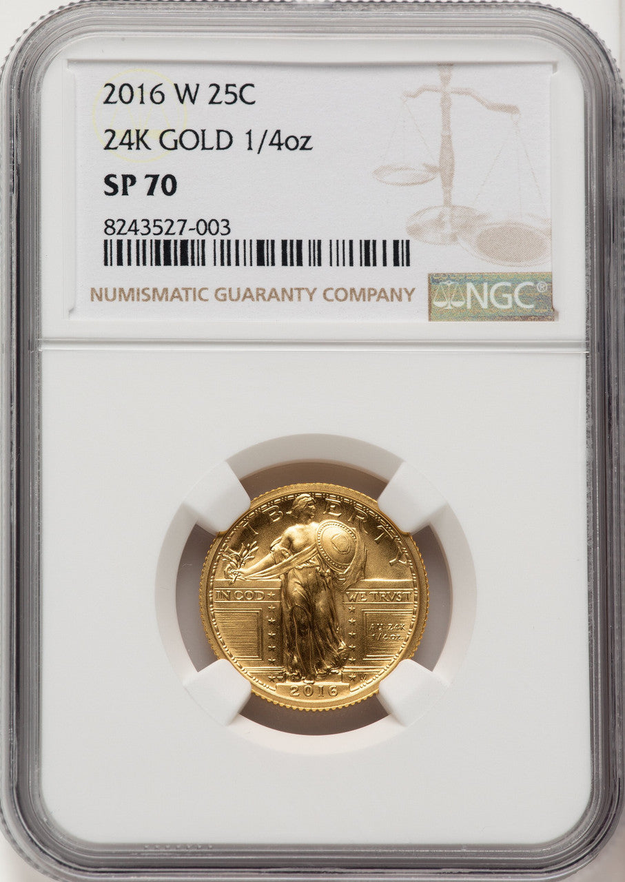 2016-W 25C Standing Liberty 100th Anniversary Gold Centennial Brown Label NGC MS70