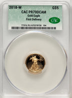 2018-W Gold American Eagle 4-Coin Set First Delivery CACG PR70