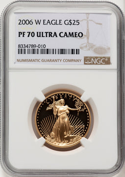 2006-W $25 Half-Ounce Gold Eagle Brown Label NGC PF70