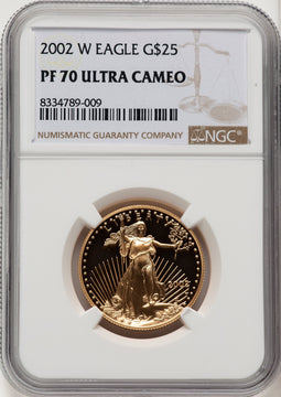 2002-W $25 Half-Ounce Gold Eagle Brown Label NGC PF70