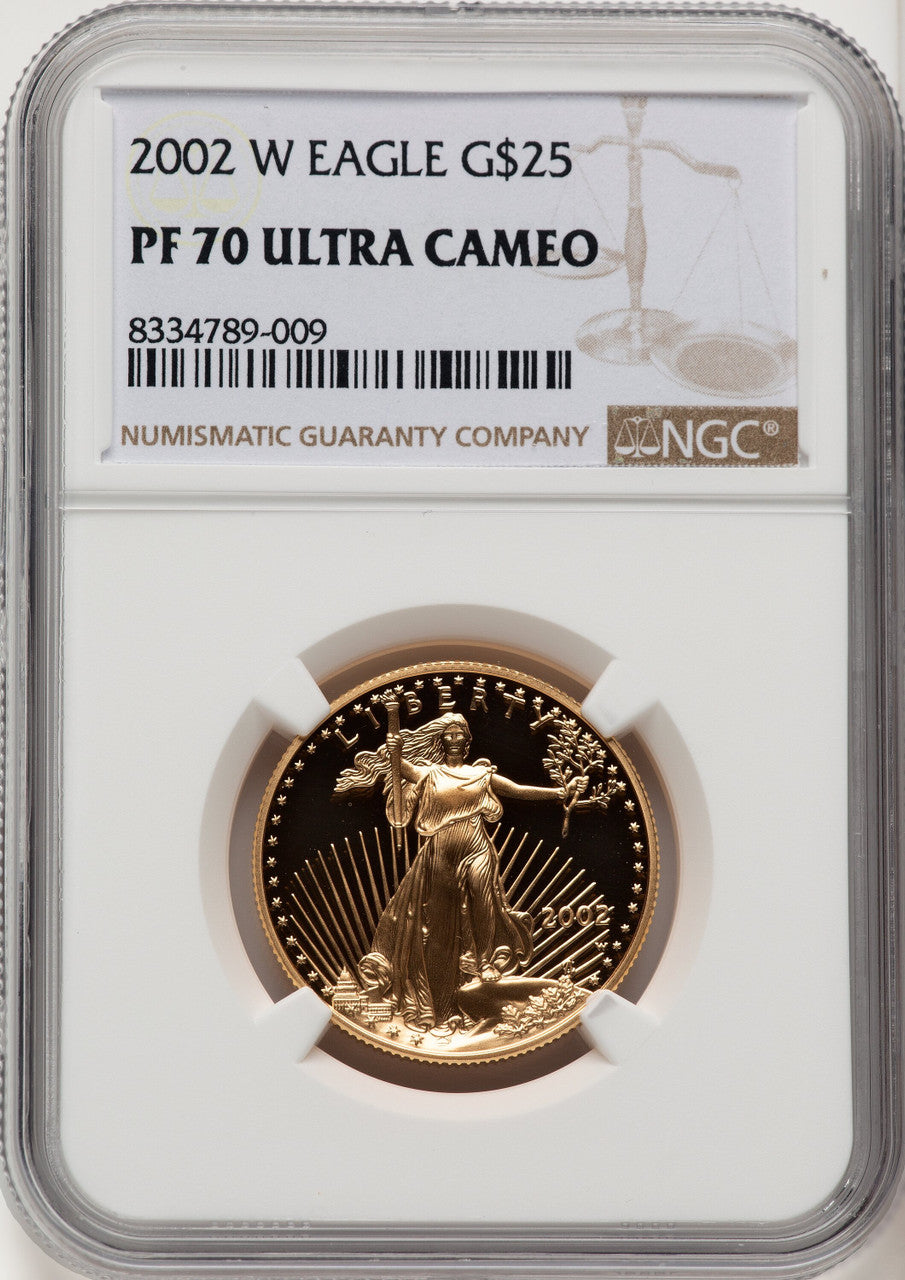 2002-W $25 Half-Ounce Gold Eagle Brown Label NGC PF70