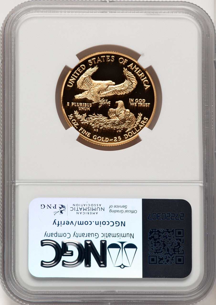 2002-W $25 Half-Ounce Gold Eagle Brown Label NGC PF70
