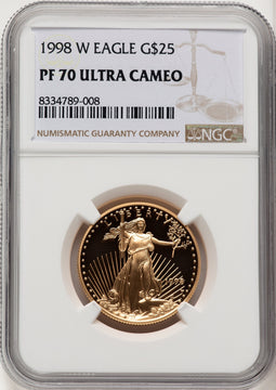 1998-W $25 Half-Ounce Gold Eagle Brown Label NGC PF70 (774348015)