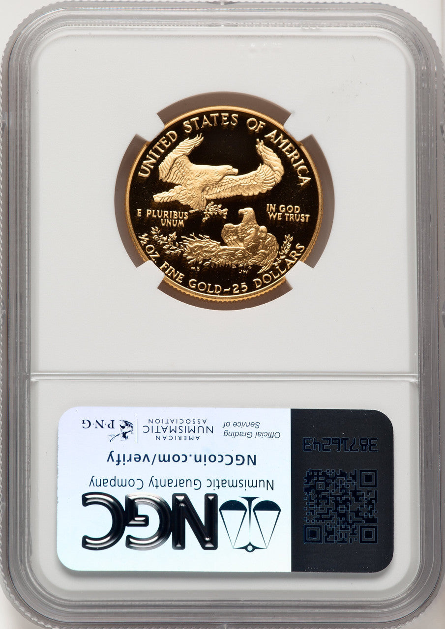 1988-P $25 Half- Ounce Gold Eagle Brown Label NGC PF70 (774348013)