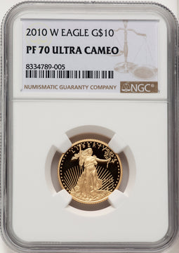 2010-W $10 Quarter-Ounce Gold Eagle Brown Label NGC PF70 (773775005)