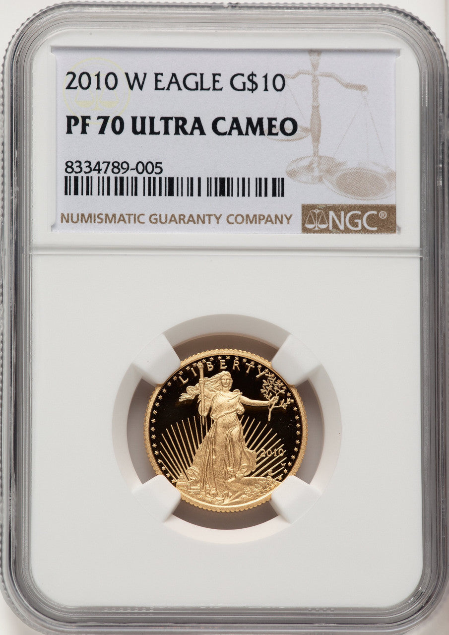 2010-W $10 Quarter-Ounce Gold Eagle Brown Label NGC PF70 (773775005)