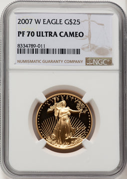 2007-W $25 Half-Ounce Gold Eagle Brown Label NGC PF70