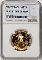2007-W $25 Half-Ounce Gold Eagle Brown Label NGC PF70