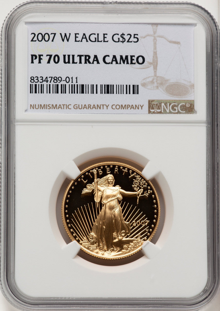 2007-W $25 Half-Ounce Gold Eagle Brown Label NGC PF70