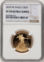 2010-W $25 Half-Ounce Gold Eagle Brown Label NGC PF70