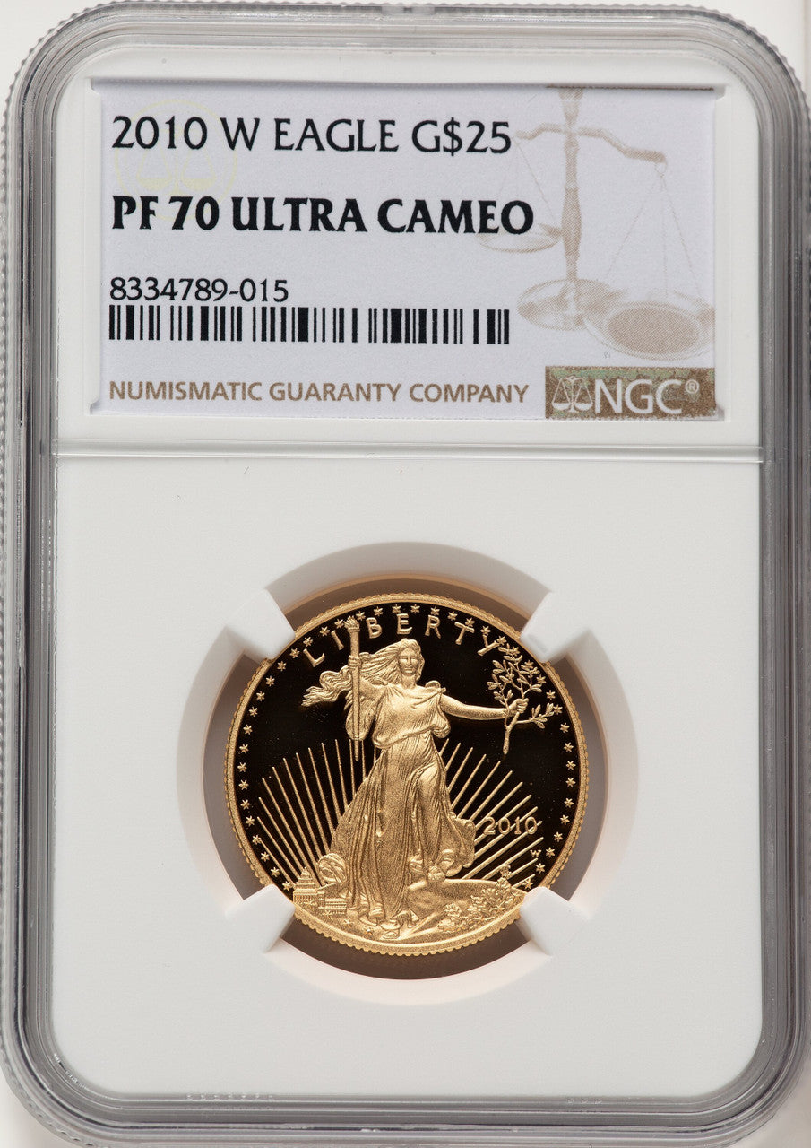 2010-W $25 Half-Ounce Gold Eagle Brown Label NGC PF70