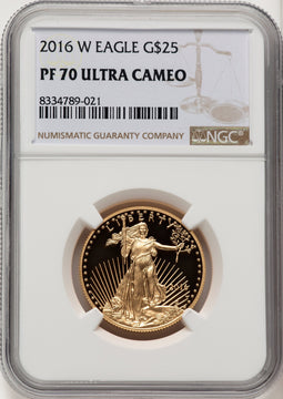 2016-W $25 Half-Ounce Gold Eagle 30th Anniversary Brown Label NGC PF70 (774348009)