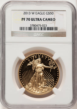 2013-W $50 One-Ounce Gold Eagle Brown Label NGC PF70 (774535008)