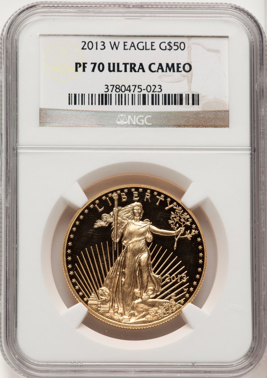 2013-W $50 One-Ounce Gold Eagle Brown Label NGC PF70 (774535008)