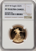 2019-W $25 Half-Ounce Gold Eagle Brown Label NGC PF70