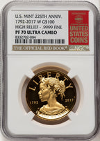 2017-W G$100 American Liberty High Relief Red Book NGC PF70