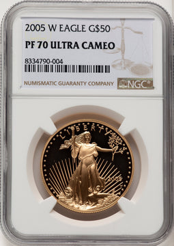 2005-W $50 One-Ounce Gold Eagle Brown Label NGC PF70 (774207005)