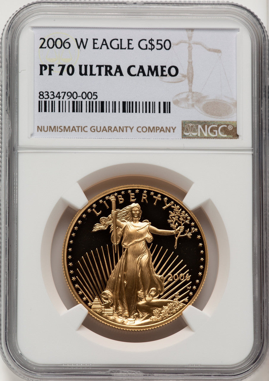 2006-W $50 One-Ounce Gold Eagle 20th Anniversary Brown Label NGC PF70 (771183005)