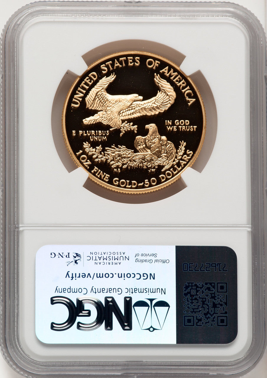 2008-W $50 One-Ounce Gold Eagle Brown Label NGC PF70 (773513004)