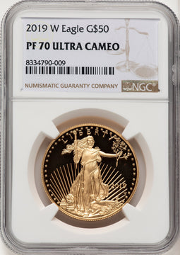 2019-W $50 One-Ounce Gold Eagle Brown Label NGC PF70 (774207002)