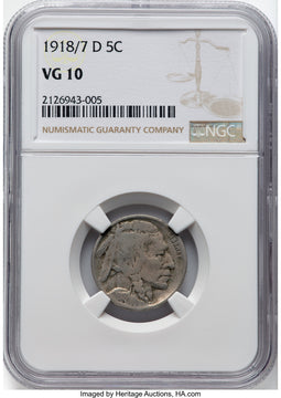 1918/7-D 5C FS-101 Buffalo Nickel NGC VG10
