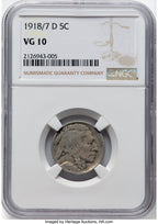 1918/7-D 5C FS-101 Buffalo Nickel NGC VG10