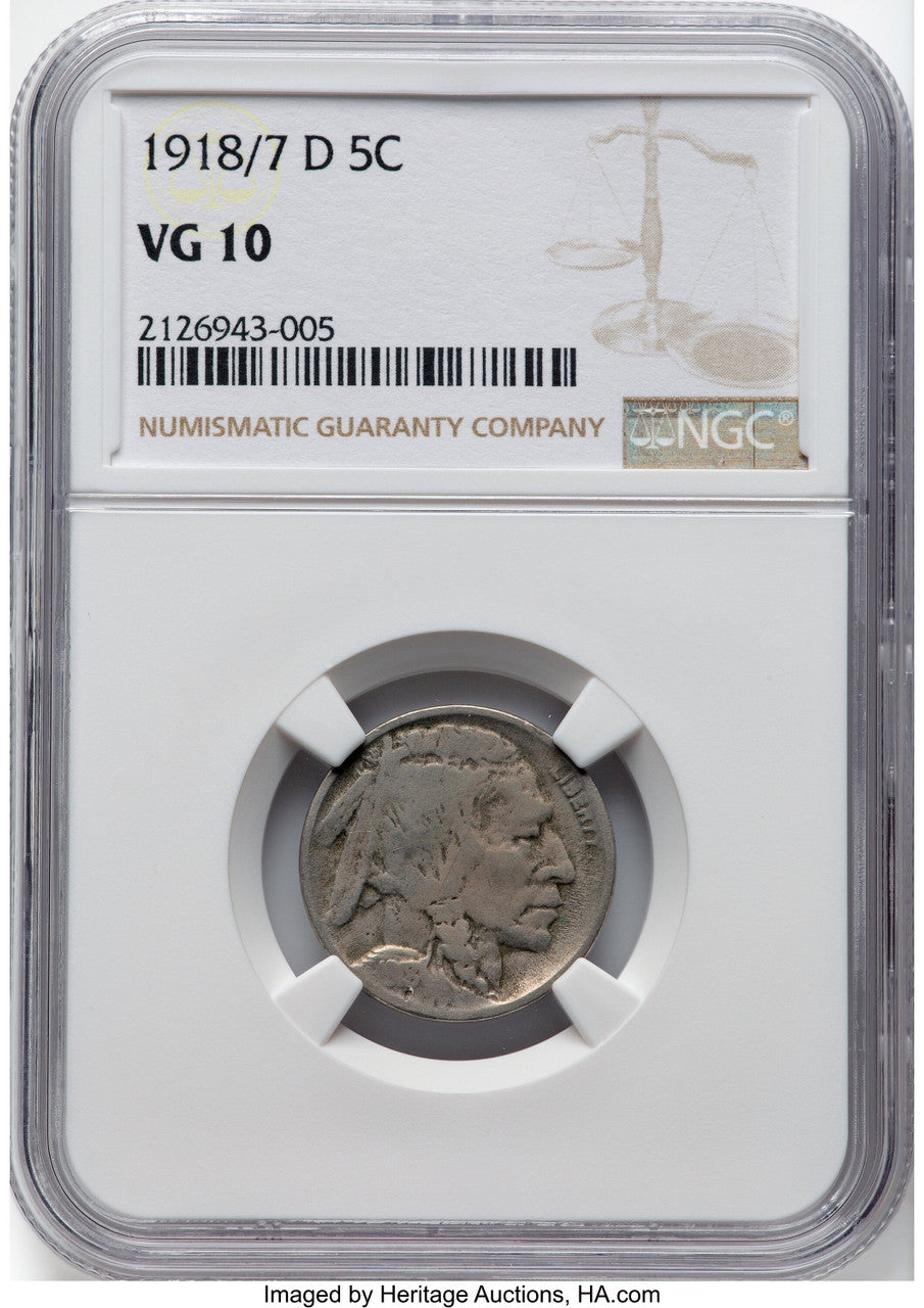1918/7-D 5C FS-101 Buffalo Nickel NGC VG10