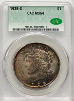 1925-S Peace Dollar CACG MS64