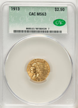 1913 $2.50 Indian Quarter Eagle CACG MS63