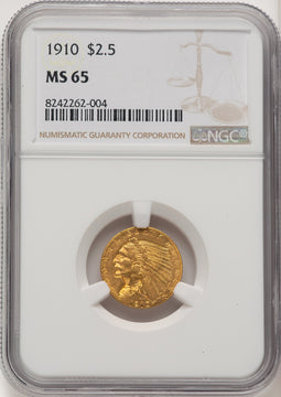 1910 $2.50 Indian Quarter Eagle NGC MS65 (774538002)