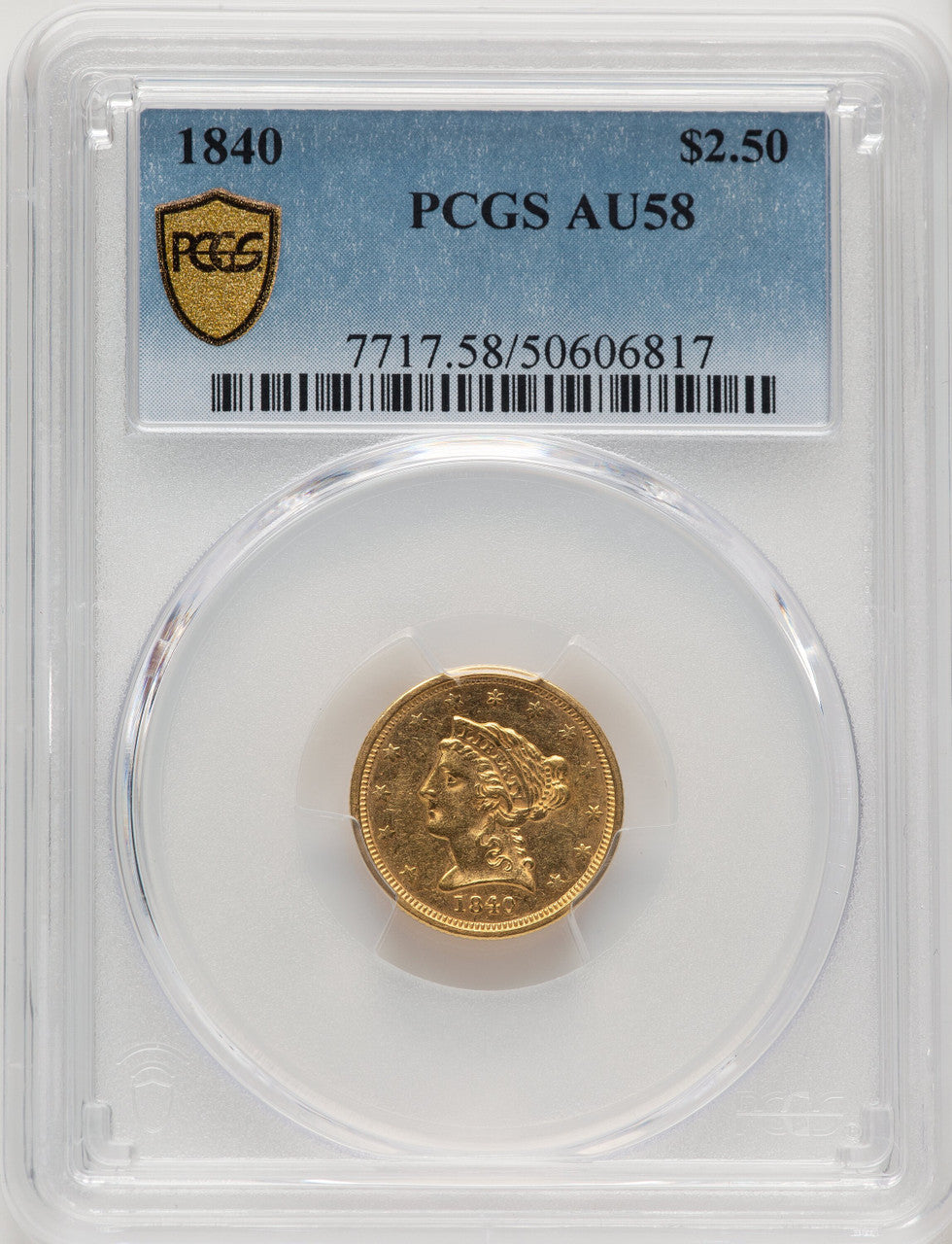 1840 $2.50 Liberty Quarter Eagle PCGS AU58