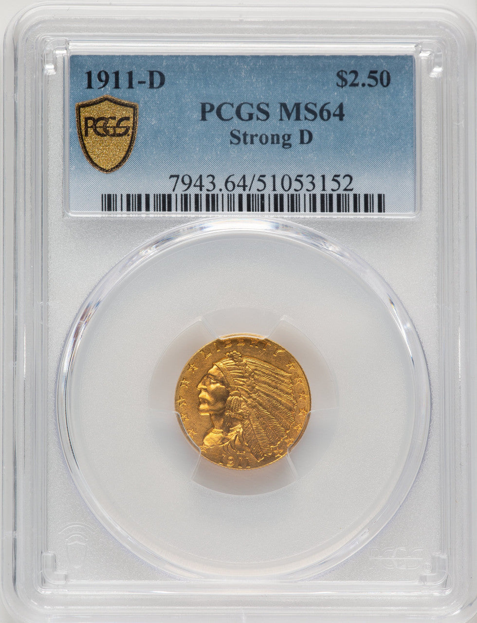 1911-D $2.50 Indian Quarter Eagle PCGS MS64 (507051057)