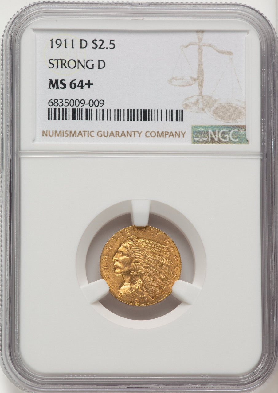 1911-D $2.50 Indian Quarter Eagle NGC MS64+