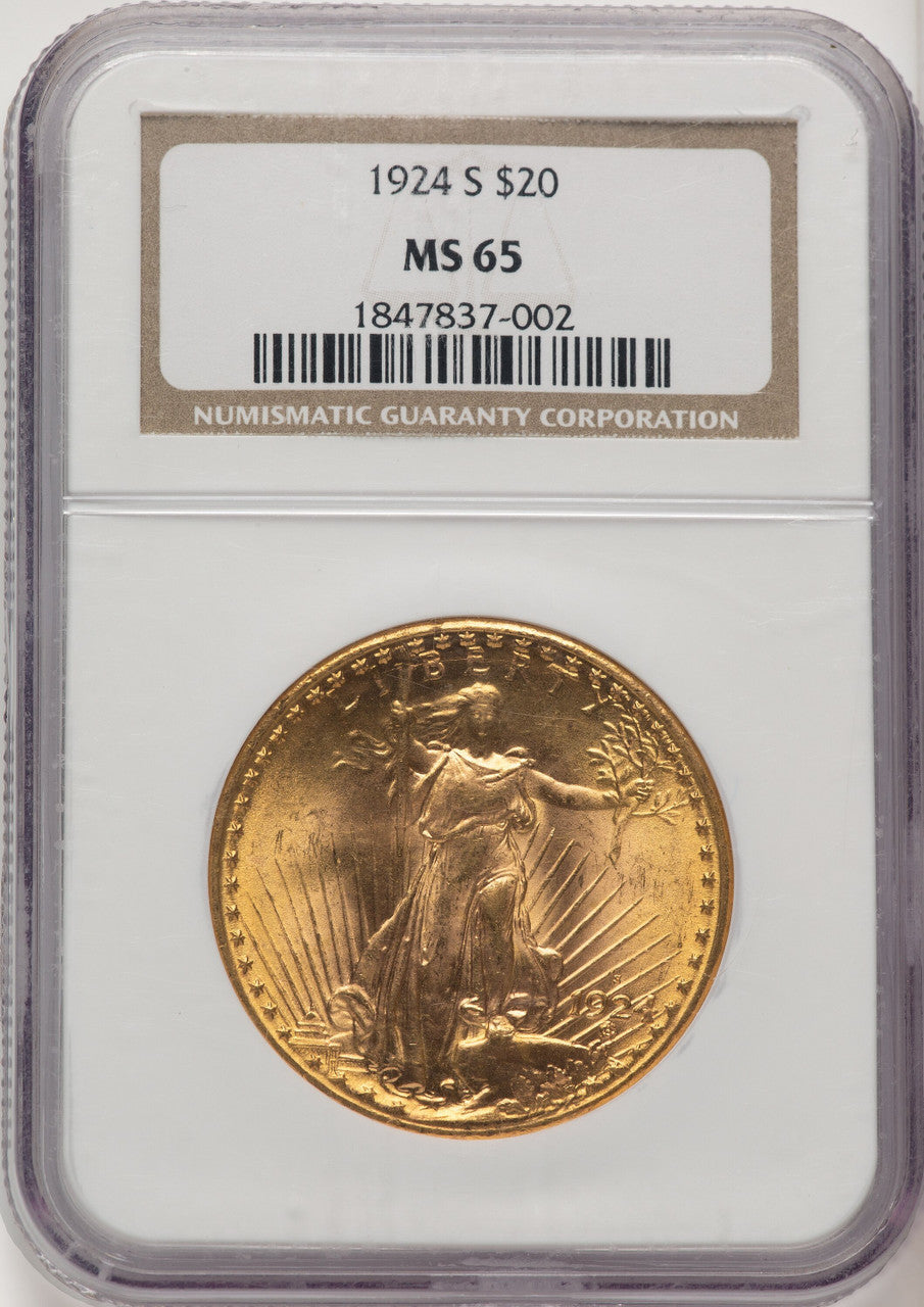 1924-S $20 Saint-Gaudens Double Eagle NGC MS65