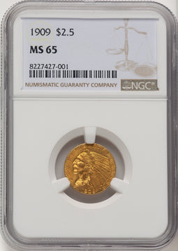 1909 $2.50 Indian Quarter Eagle NGC MS65 (774742037)